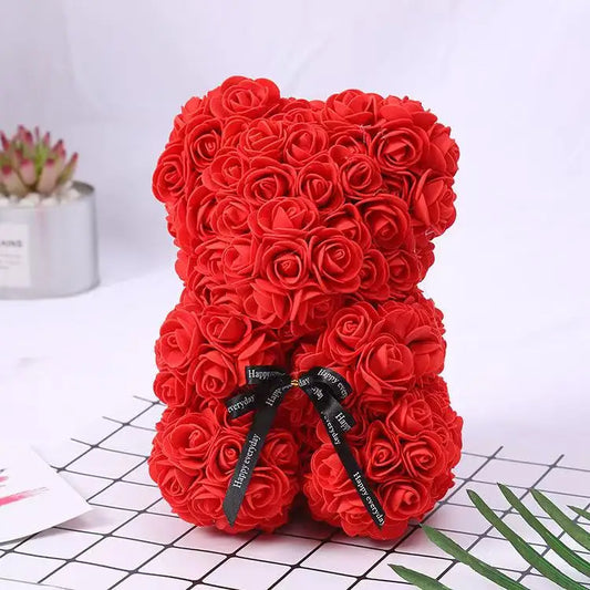 Rose Flower Bear with Box