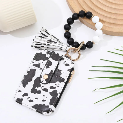 Beaded Keychain Wallet With Tassel, Silicone Keychain For Women